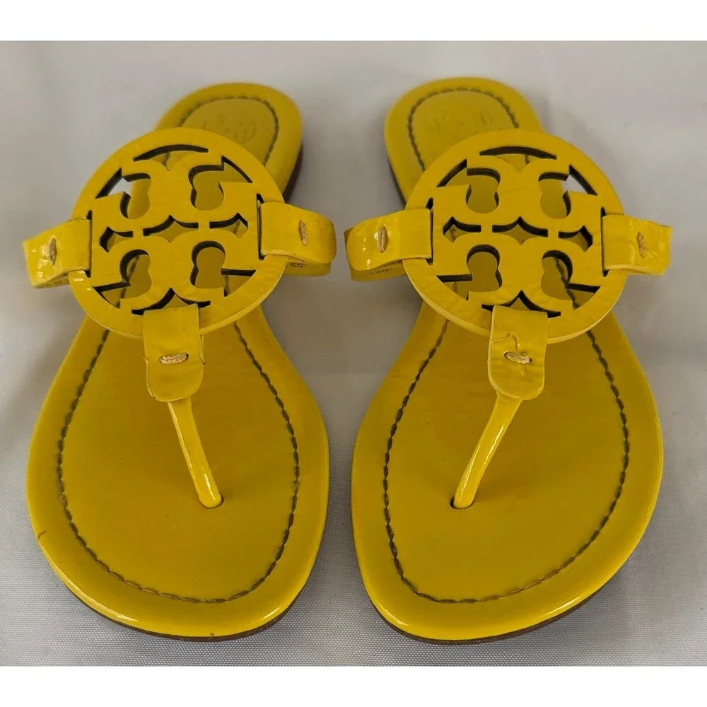 Tory Burch Miller Yellow Textured Leather Sandals Sz 6M